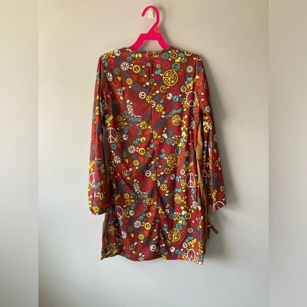 Peace and Love Hippie Child Costume Groove 60's Girl L 10-12